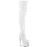 7 Inch Heel BEJEWELED-3000-7 White Stretch Holo
